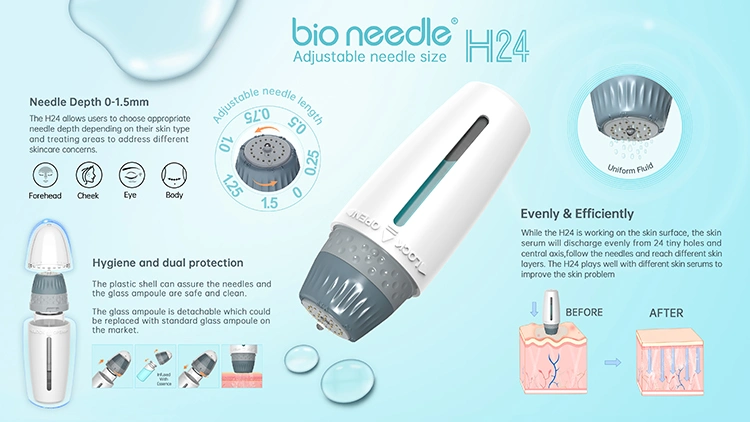 Adjustable Hydra Needle H24 Gold Derma Stamp 24 Pin Titanium Microneedling Beauty &amp; Personal Care