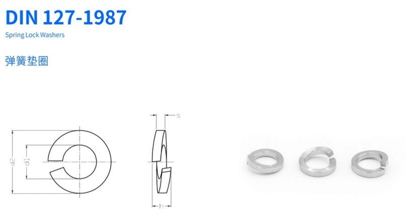 DIN127 M10 Spring Lock Washers in Stainless Steel and Titanium