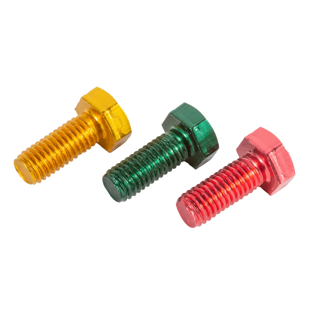 DIN933 Yellow Anodized Colored Hex Head Titanium Bolts for Chemical